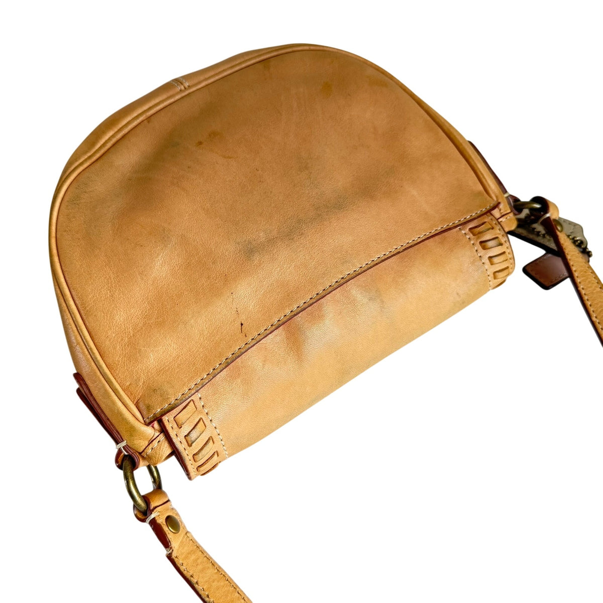 Coach Shoulder Bag Leather Saddle Tan Buckle Western Boho Crossbody