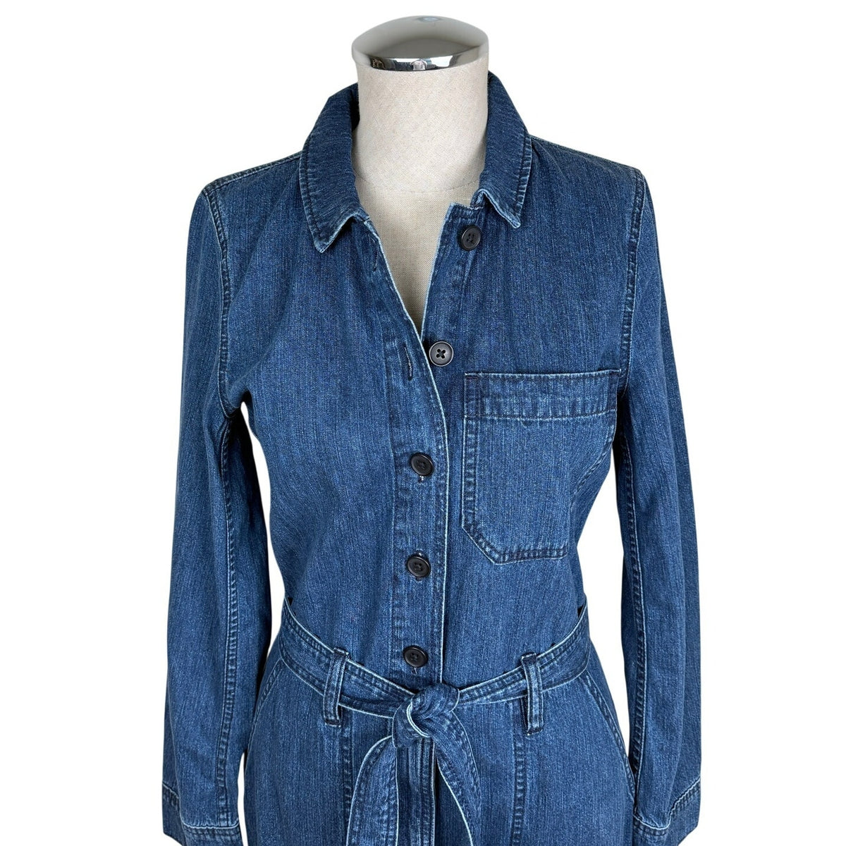 Point Sur by J.Crew Denim Jumpsuit Cotton Belted Size 2 Workwear Utility Casual