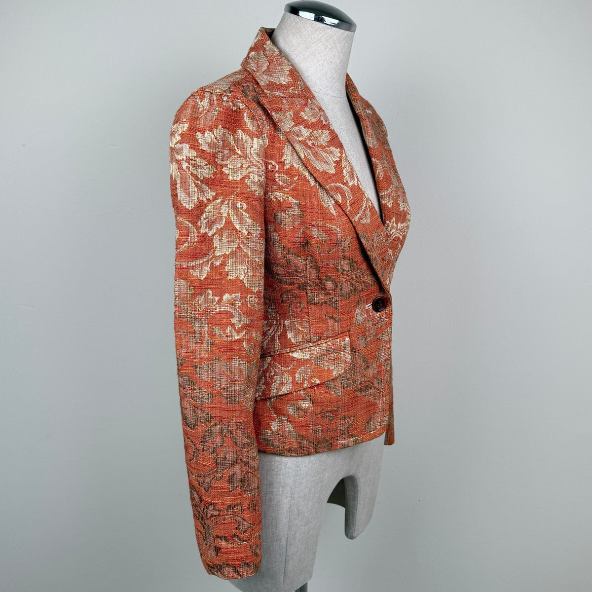 Bebe Tapestry Floral Brocade Blazer Jacket Cotton Blend Vtg Y2K Made in USA Sz 2