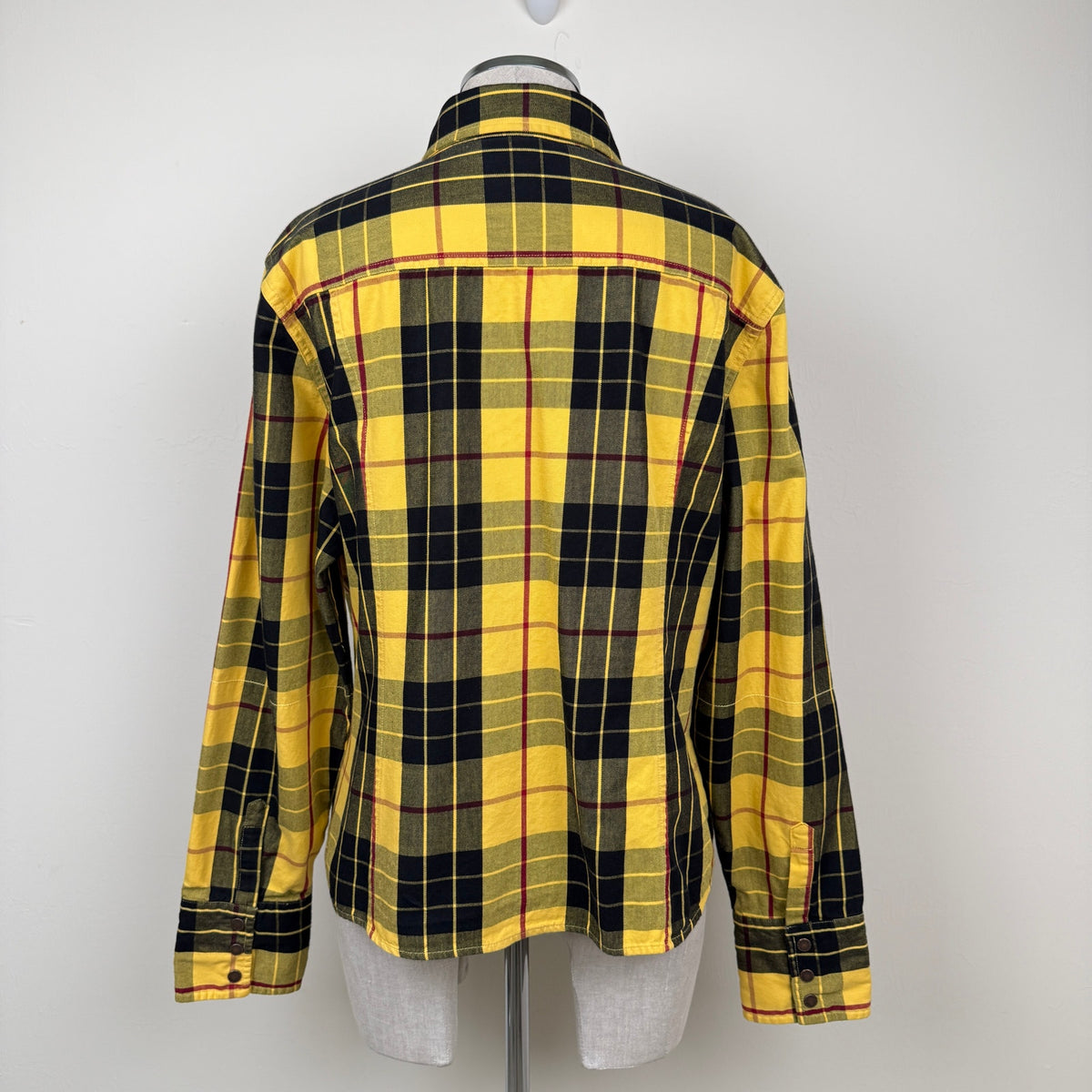 Tommy Hilfiger Jeans Yellow Black Plaid Cotton Shirt Utility Y2K Streetwear Vtg