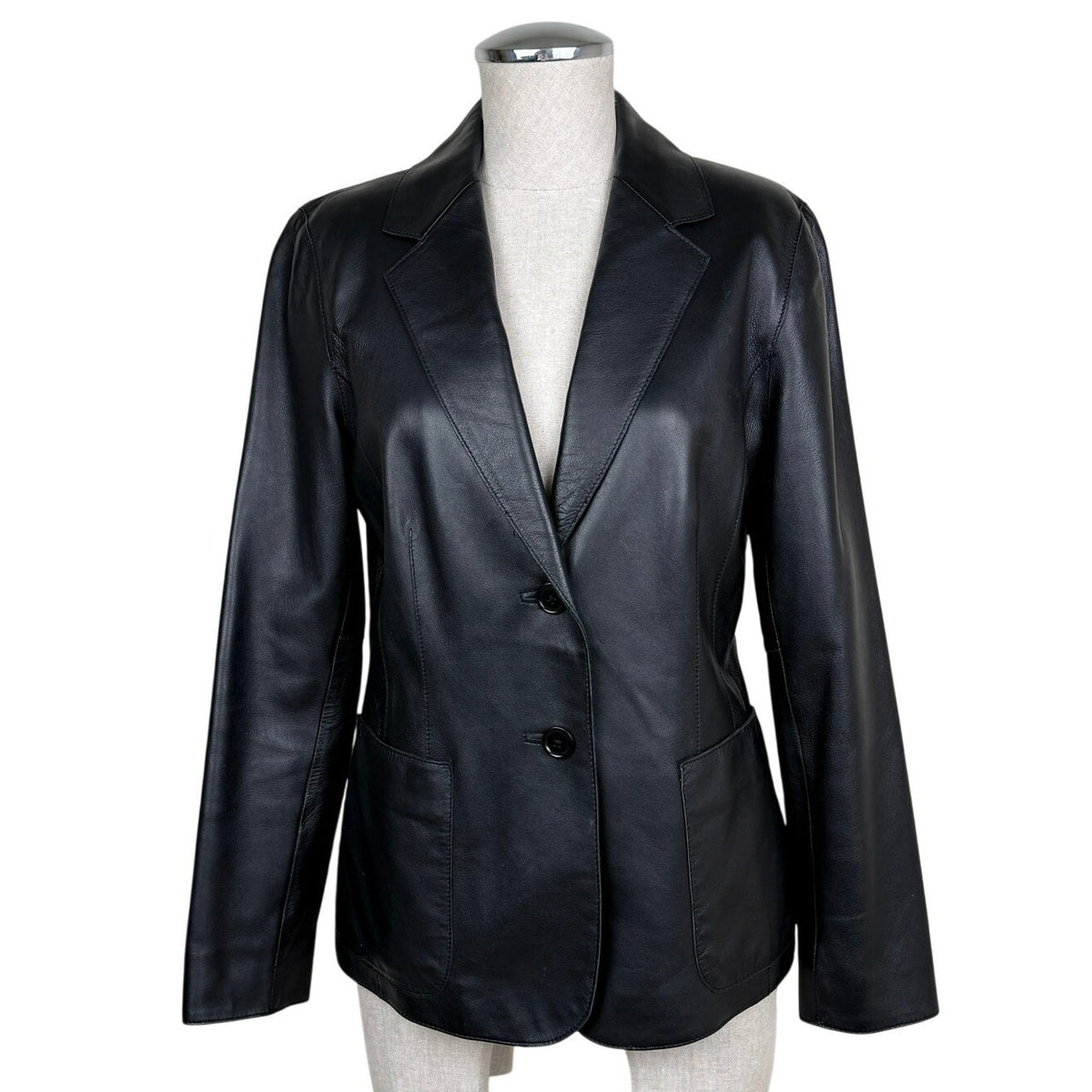 Caslon Black Lambskin Leather Blazer