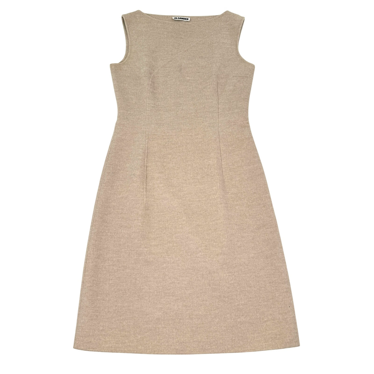 Jil Sander Wool Angora Cashgora Sheath Dress Oatmeal Minimalist Sz IT 38