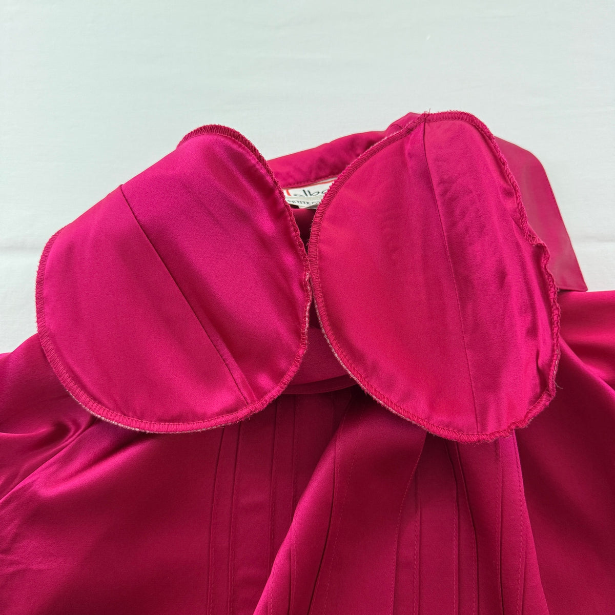 Talbots Vintage Silk Blouse Pink Satin Pintuck Button Down Petite 6 1980s