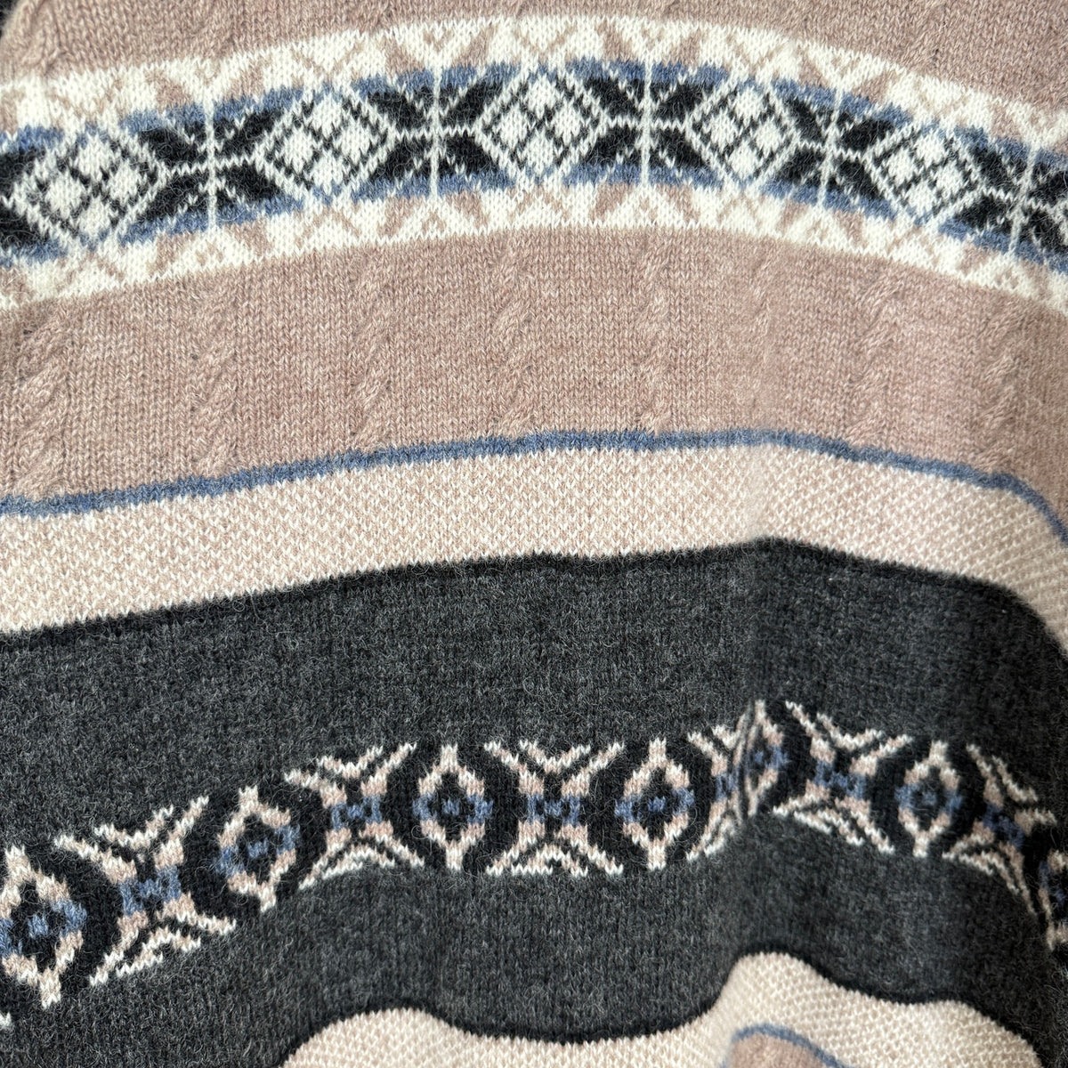 Tesco Items Fair Isle Sweater 100% Wool Nordic Winter Pullover Size S Men's