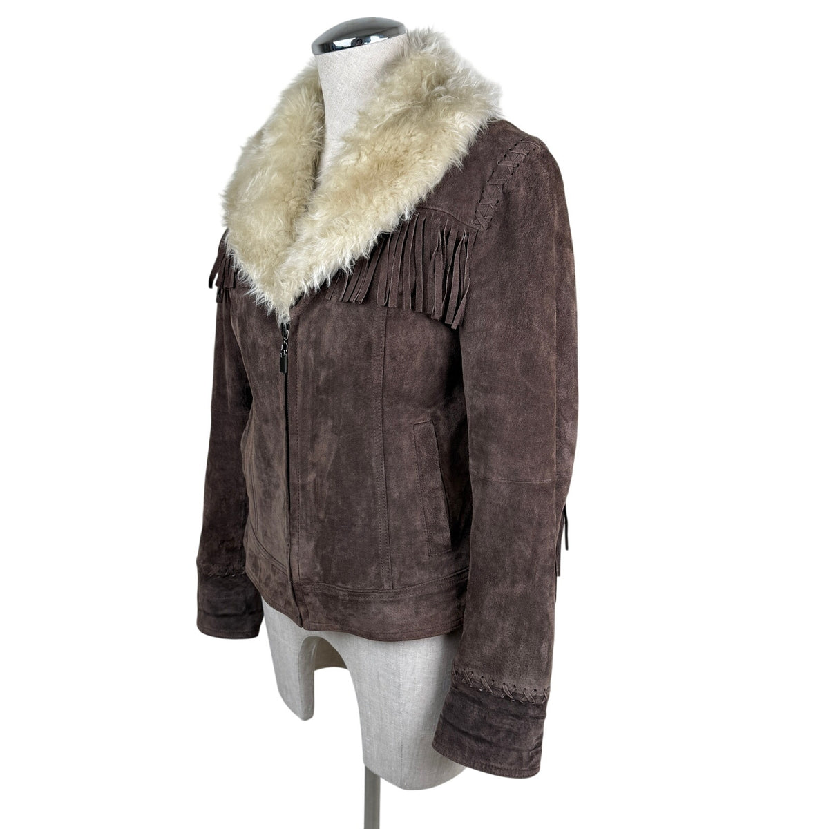 Collection Brown Leather Fringe Jacket