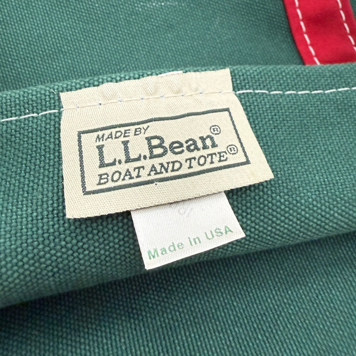 Vintage L.L.Bean Boat and Tote Cotton Canvas Green Red Festive Preppy USA Made