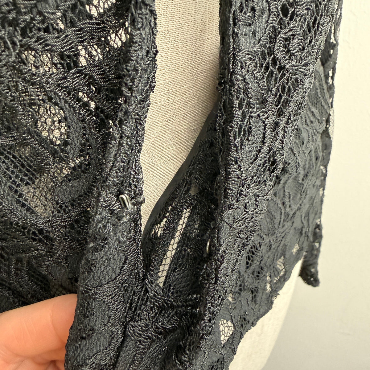 Giancarlo Ferrari Lace Blazer Sheer Jacket Size 10 Black Vintage 90s Romantic
