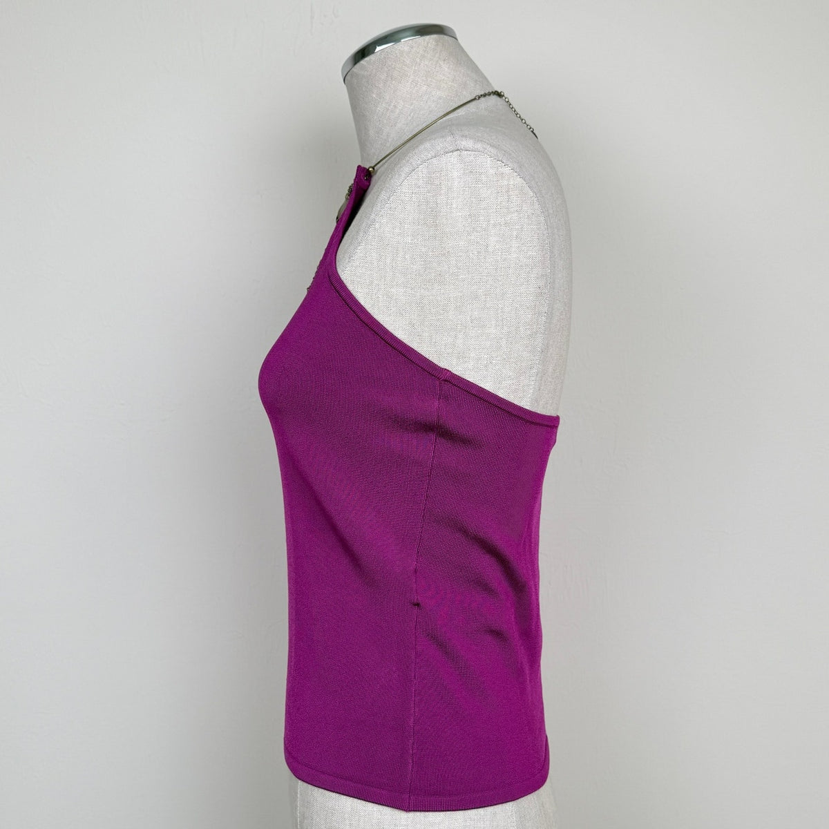 Ralph Lauren Glam Halter Top Metal Disc Embellished Vintage Y2K Fuchsia Size L