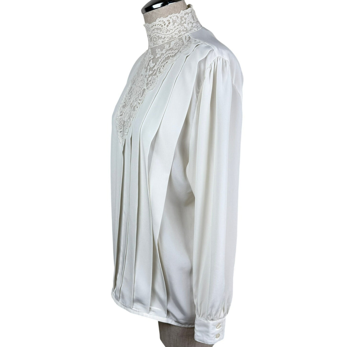 Vintage Ivory Lace High-Neck Blouse