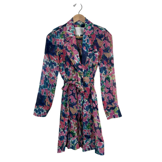 RACHEL Rachel Roy Cotton Silk Floral Belted Shirt Dress
