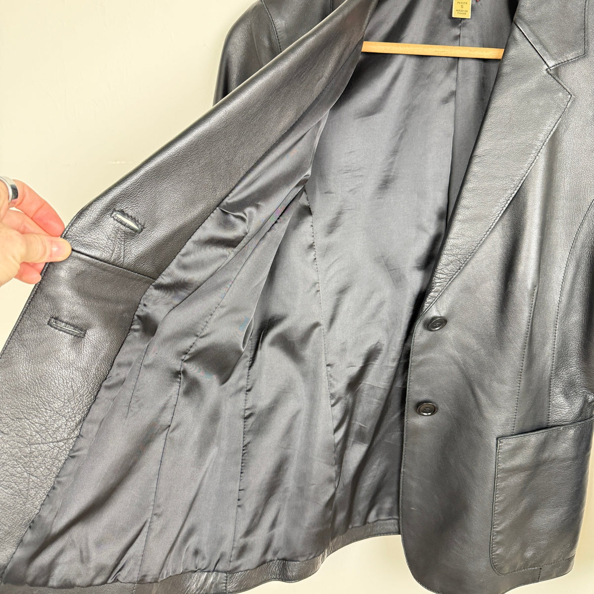 Caslon Black Lambskin Leather Blazer