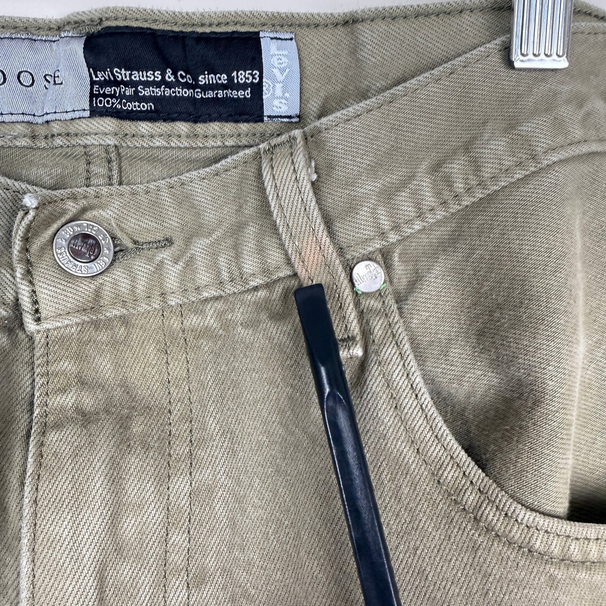 Levi's SilverTab Loose Jeans W32 L30 Khaki Olive Baggy Cotton Denim 90s Style