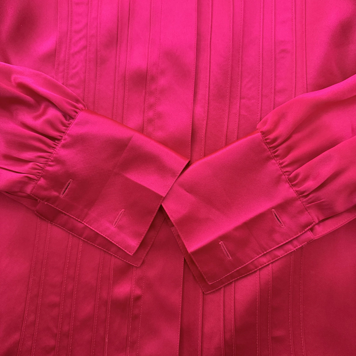 Talbots Vintage Silk Blouse Pink Satin Pintuck Button Down Petite 6 1980s