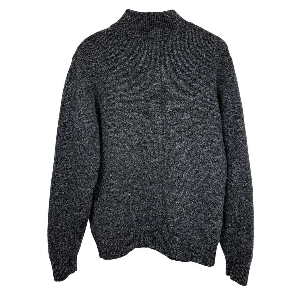 L.L.Bean Sweater 100% Lambswool Gray Henley Mock Neck Mens Large