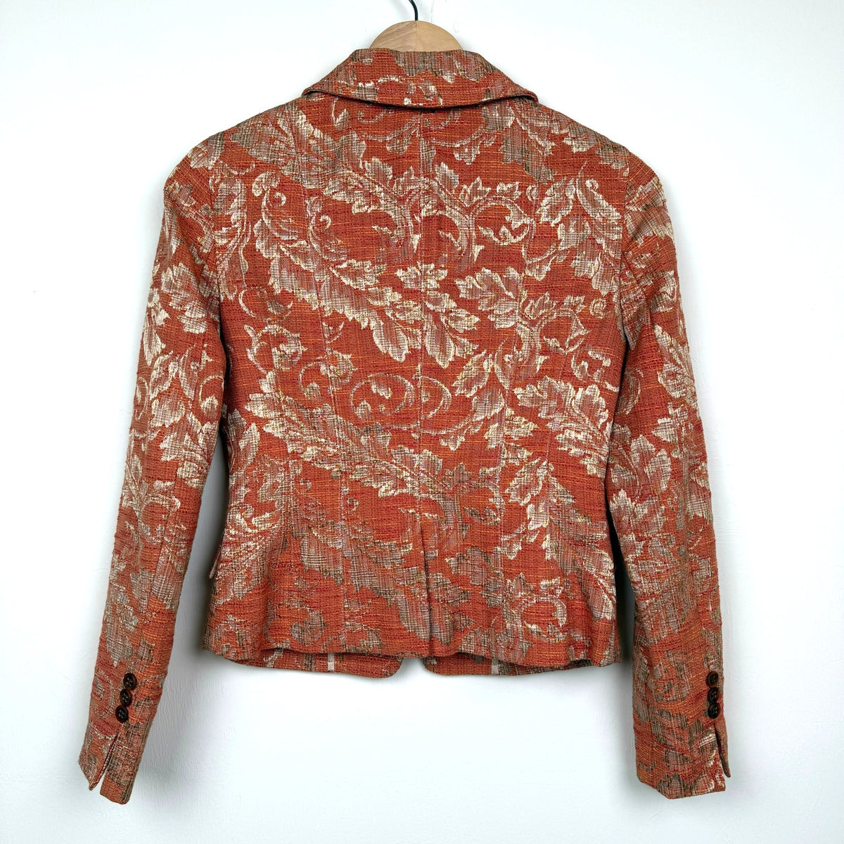 Bebe Tapestry Floral Brocade Blazer Jacket Cotton Blend Vtg Y2K Made in USA Sz 2