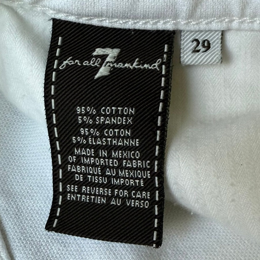 7 For All Mankind White Cropped Low Rise Jeans Women’s Size 29