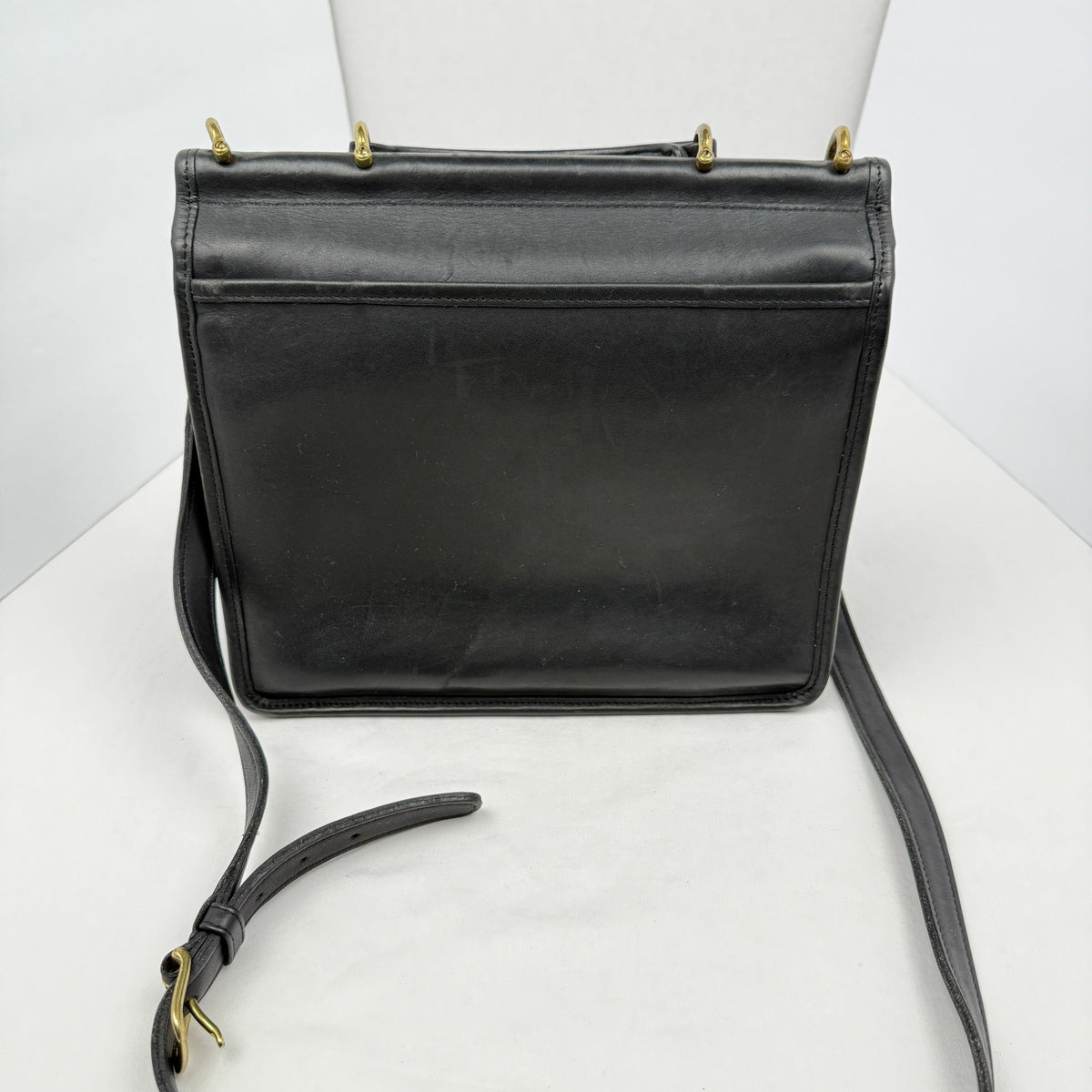 Vtg Coach Willis Satchel  Bag 9927 Black Leather Crossbody 90s Preppy Minimal