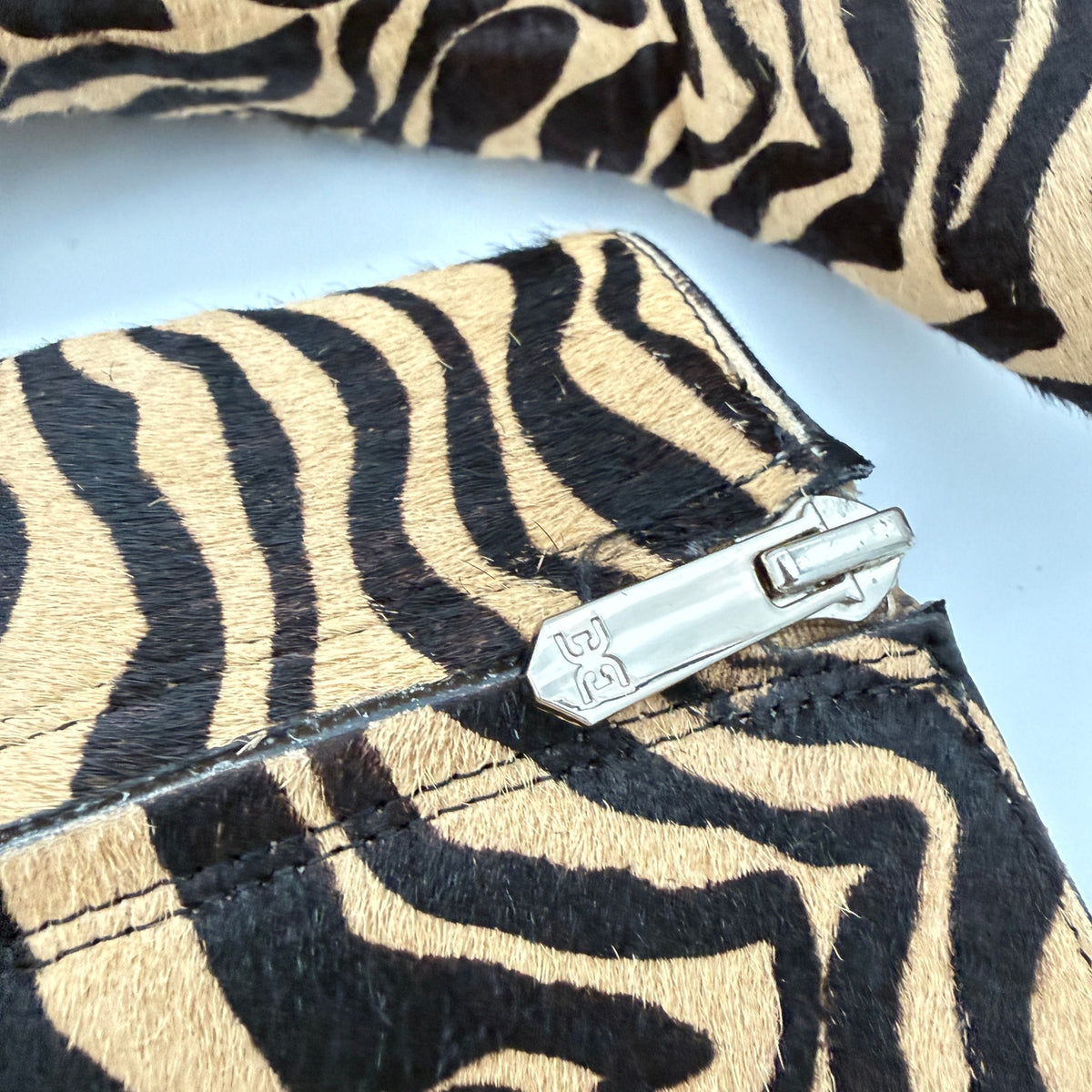 Sam Edelman Calf Hair Animal Print Ankle Boots Size 7M Tiger Zebra Print 3" Heel