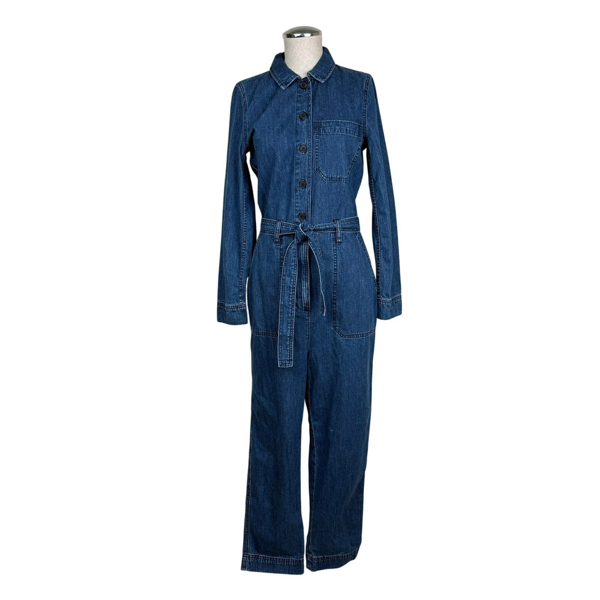Point Sur by J.Crew Denim Jumpsuit Cotton Belted Size 2 Workwear Utility Casual