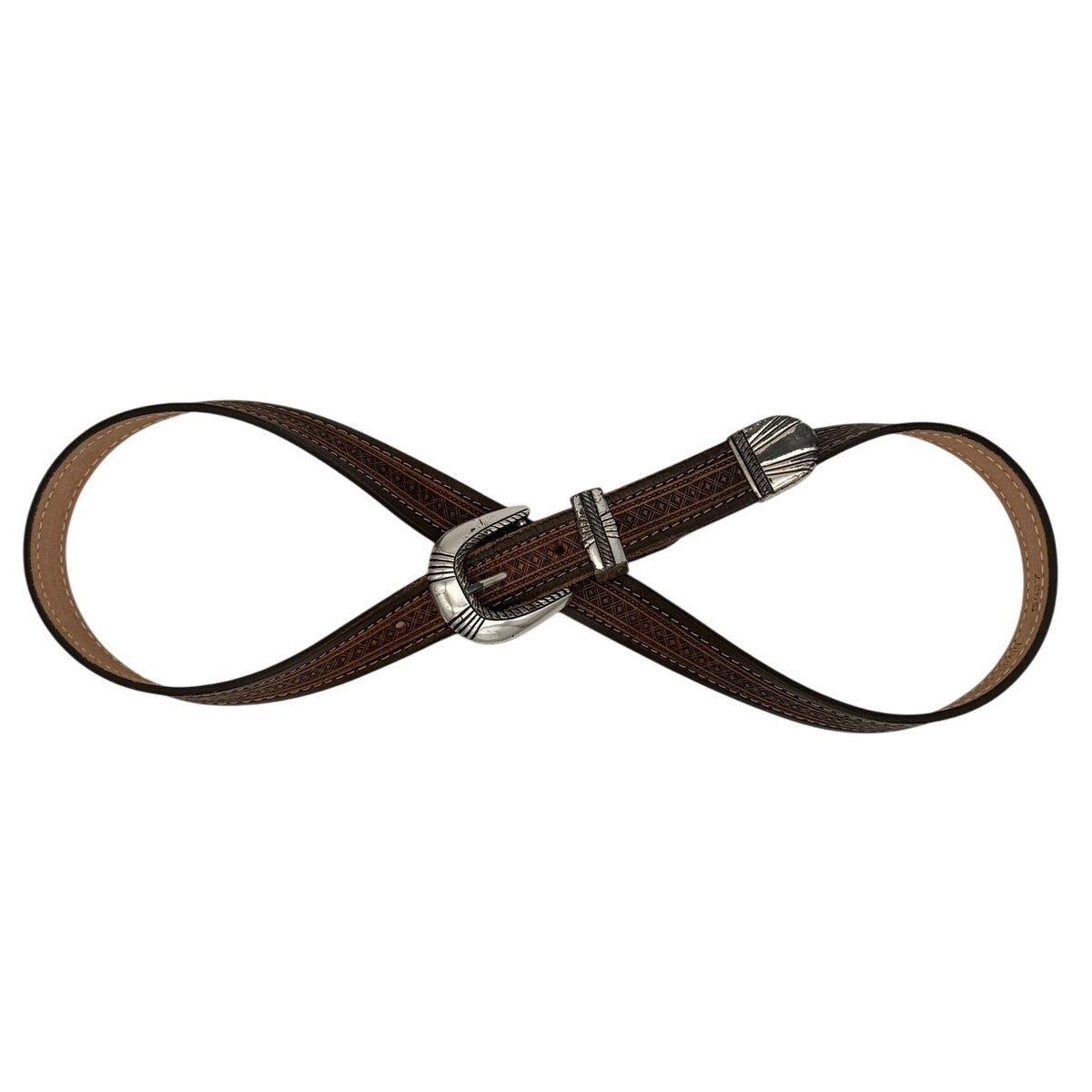 Brushy Creek Full Grain Cowhide Belt Brown Western Tooled Leather USA Made 40