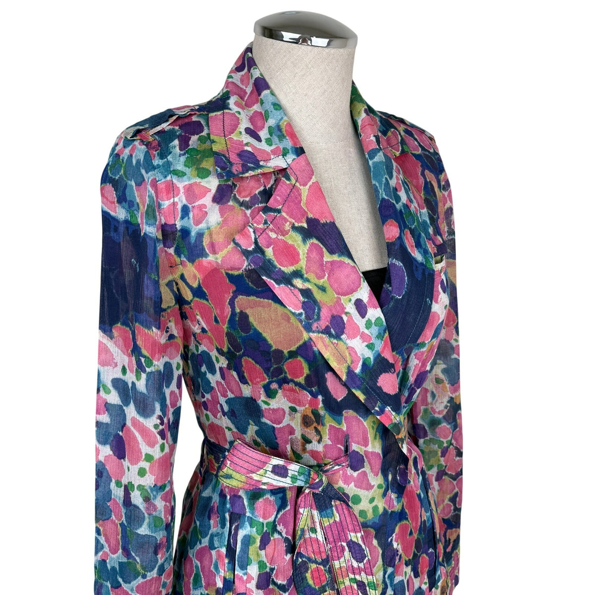 RACHEL Rachel Roy Cotton Silk Floral Belted Shirt Dress