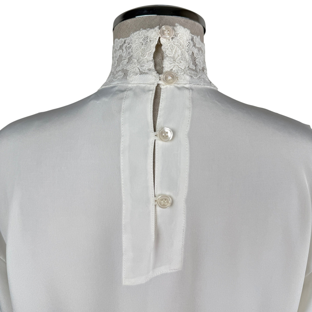 Vintage Ivory Lace High-Neck Blouse