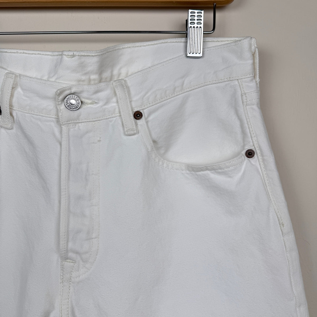 Levi's 501 Original Jeans White Cotton Straight Leg Button Fly 31x30