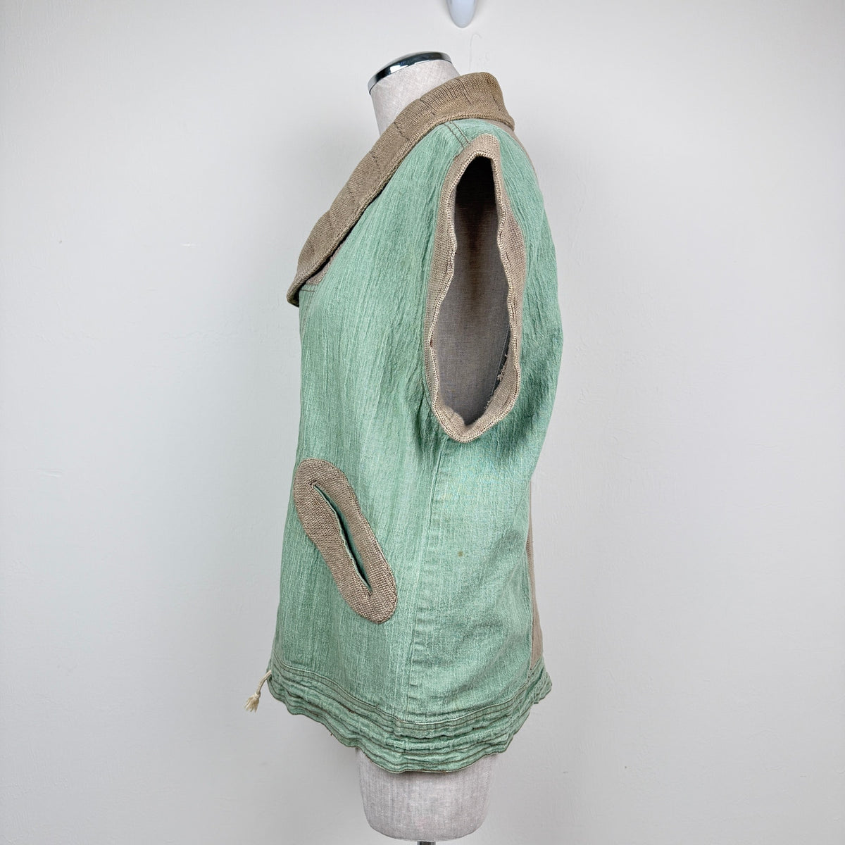 Vintage 80s Contempo Casuals Cotton Utility Vest Green Avant Garde Utility S