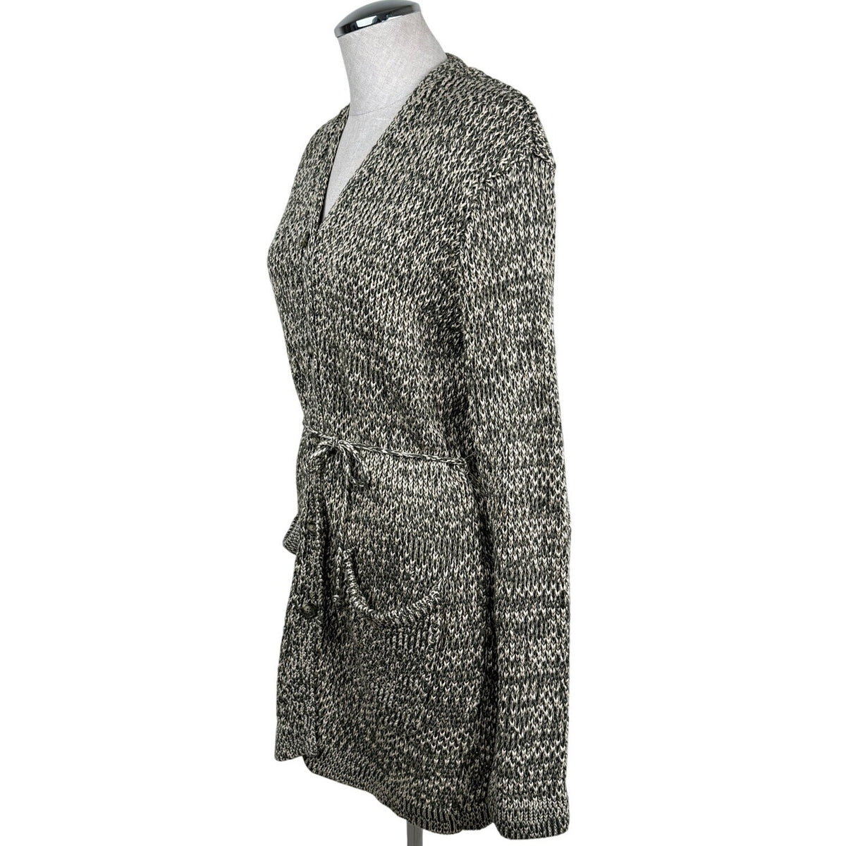 Jones New York Marled Cotton Belted Long Cardigan