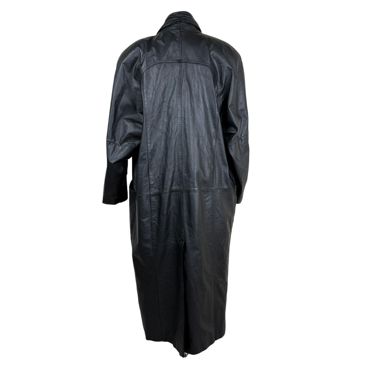 Vintage Pelle Black Genuine Leather Long Coat