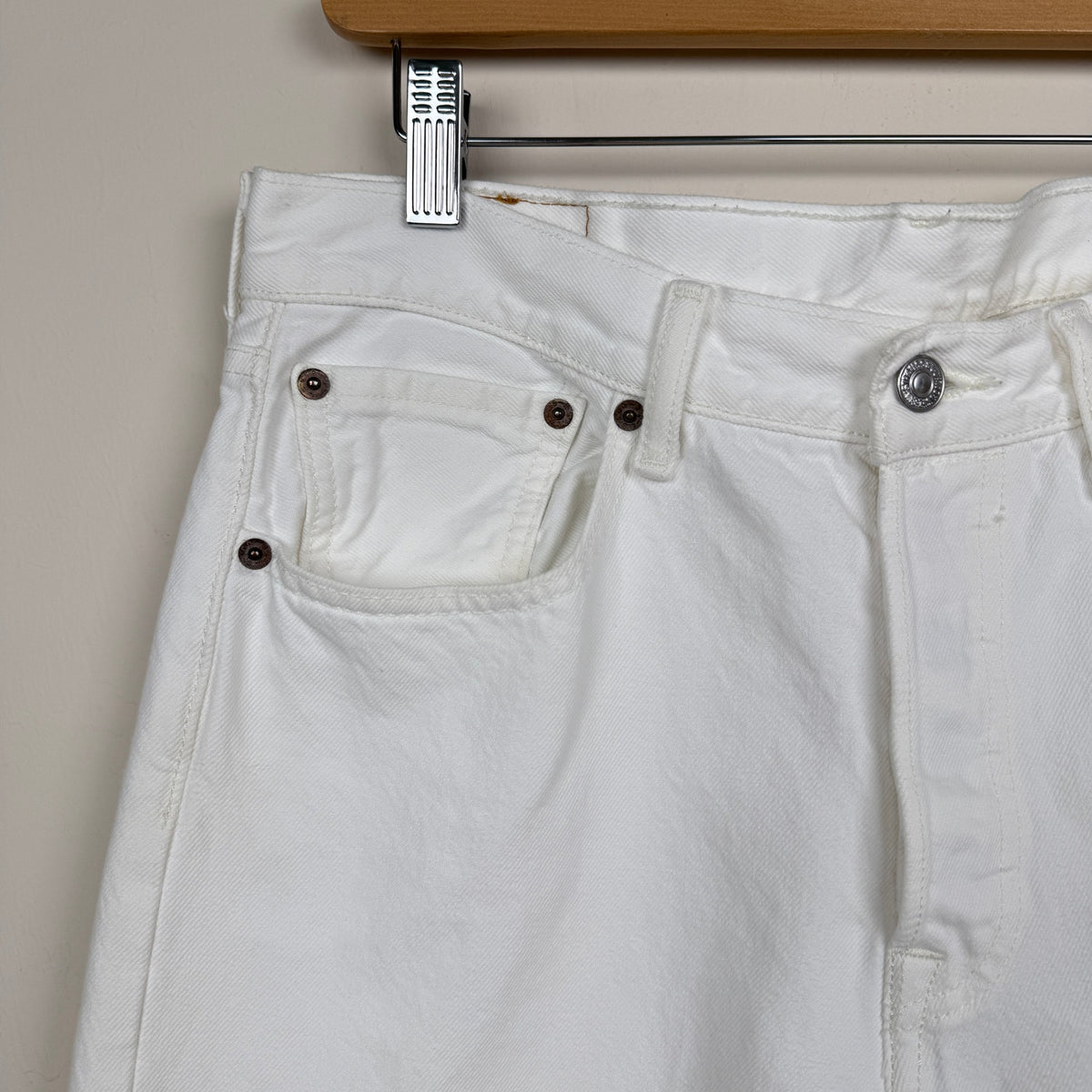 Levi's 501 Original Jeans White Cotton Straight Leg Button Fly 31x30