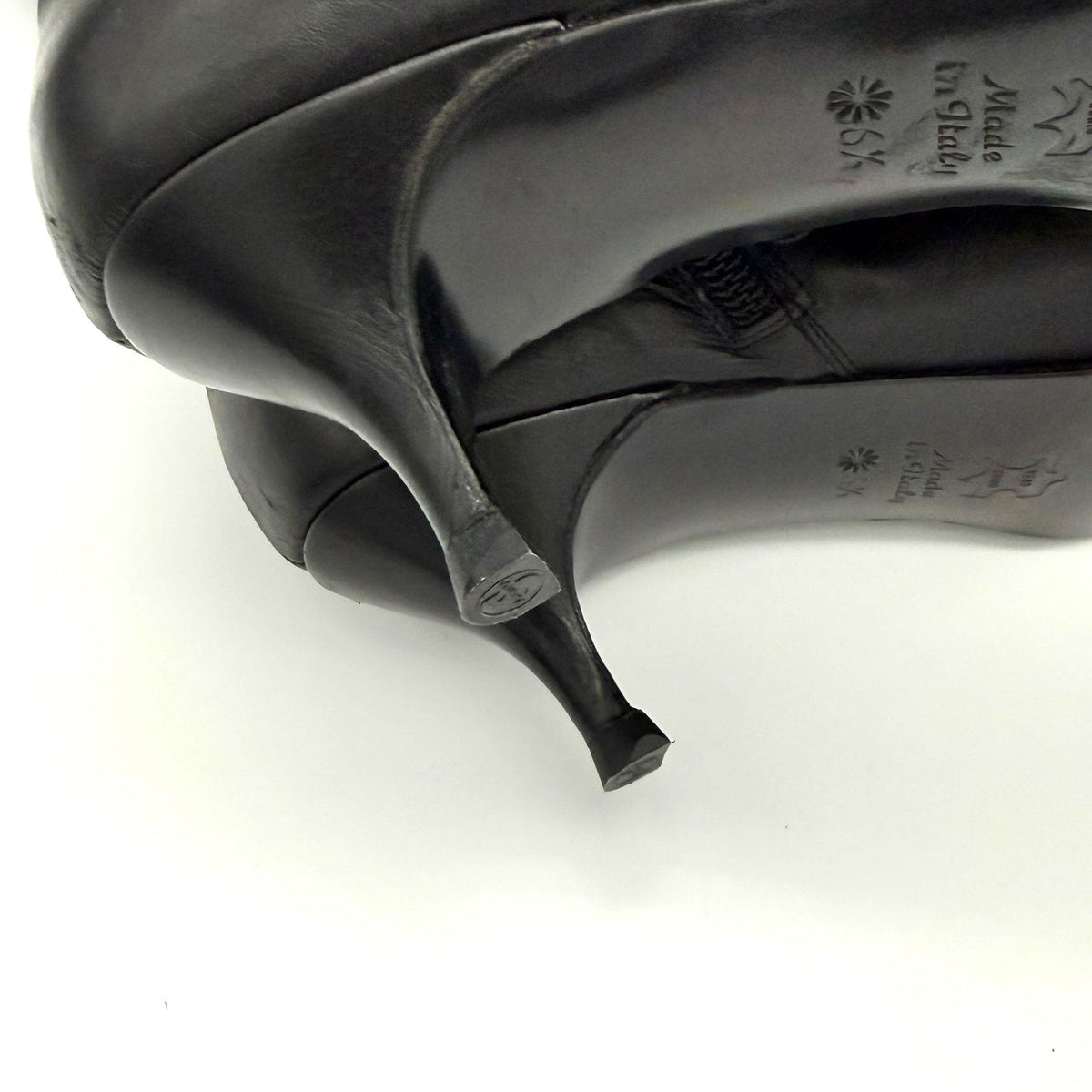 Rena Lange Knee High Boots Leather Pointed Toe Size 6.5 Black Made in Italy
