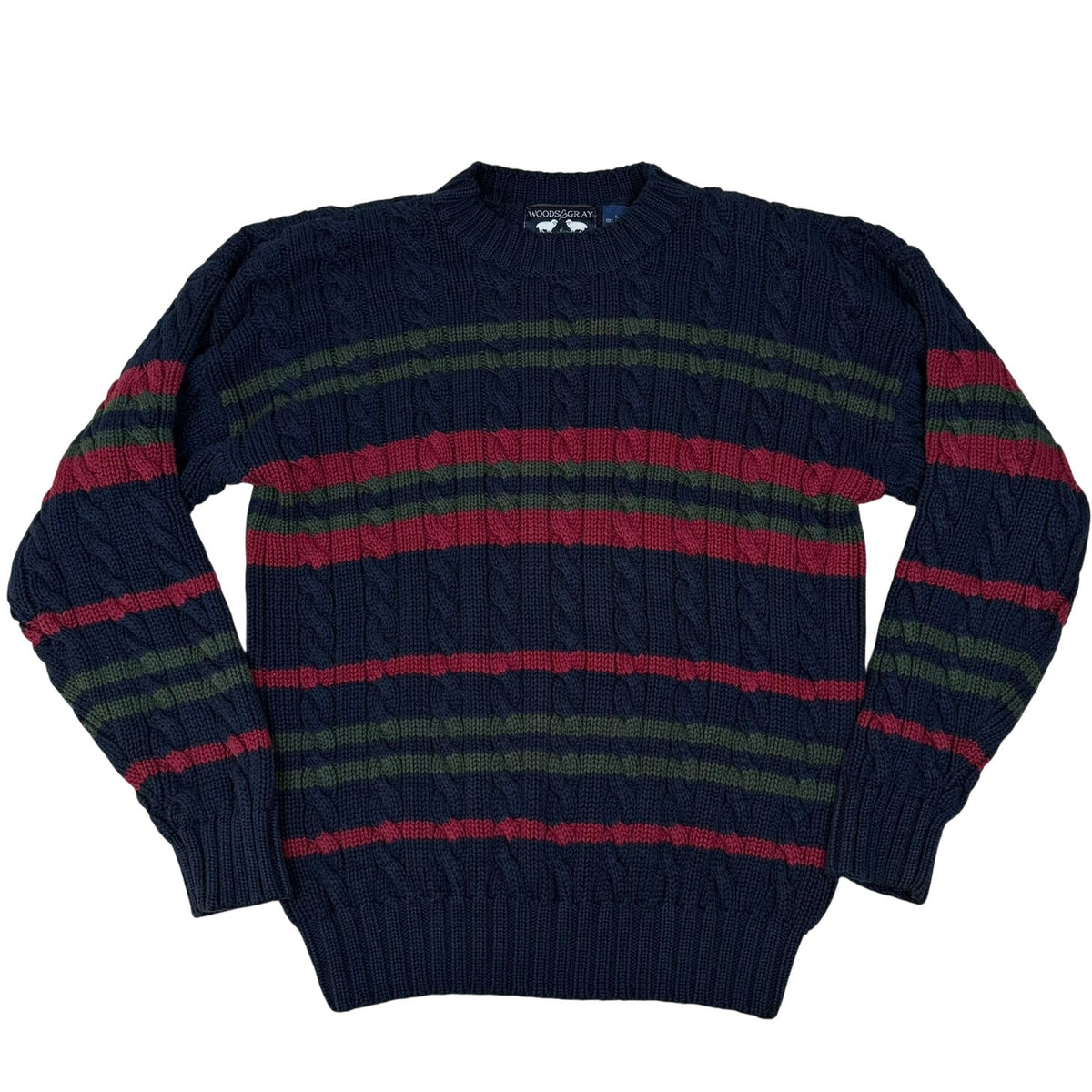 Woods & Gray Vintage Striped Cotton Sweater Crewneck Pullover Preppy Heritage