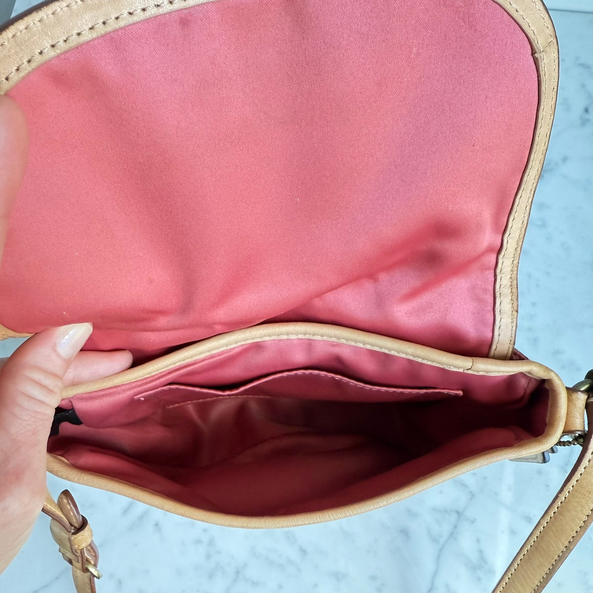 Coach Shoulder Bag Leather Saddle Tan Buckle Western Boho Crossbody