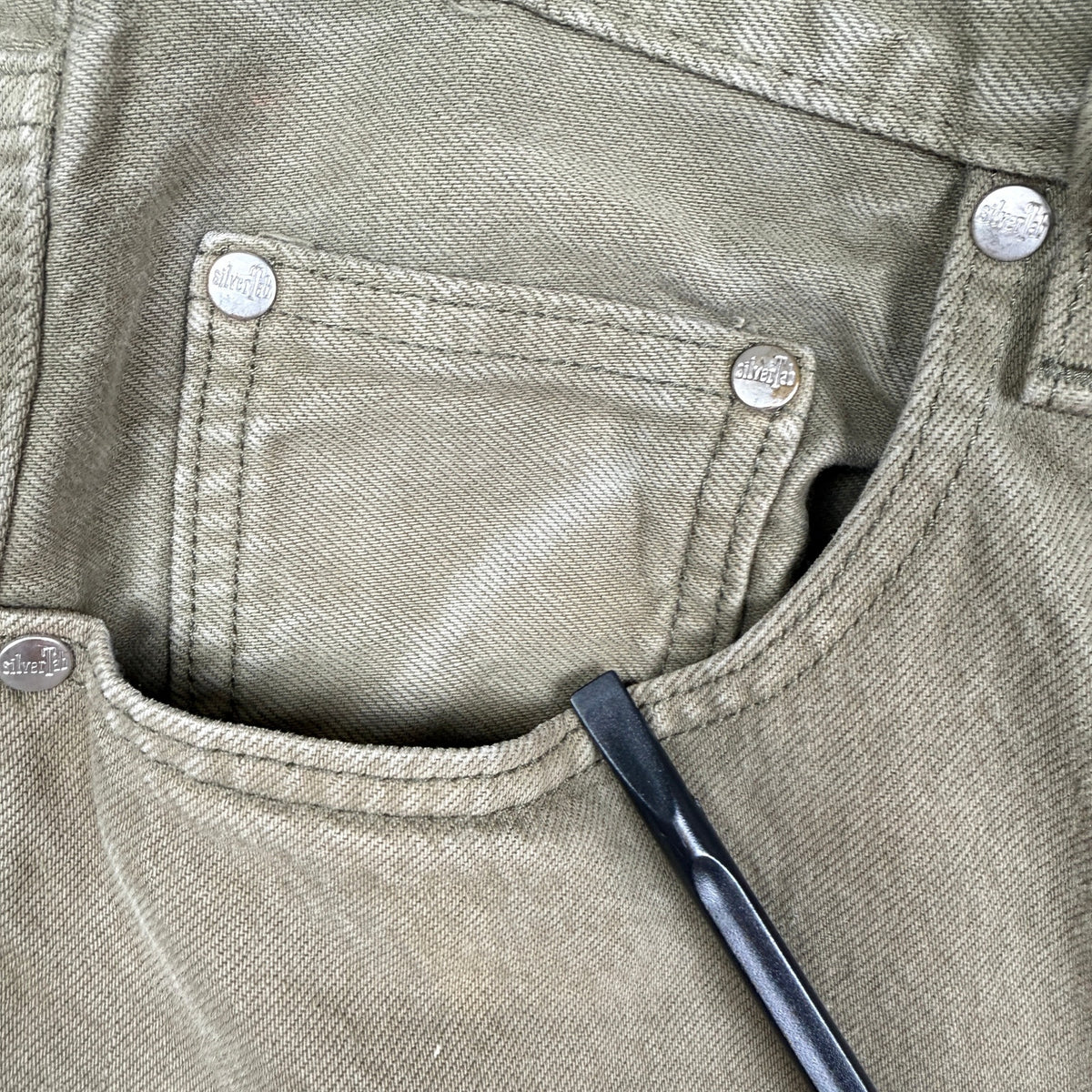 Levi's SilverTab Loose Jeans W32 L30 Khaki Olive Baggy Cotton Denim 90s Style