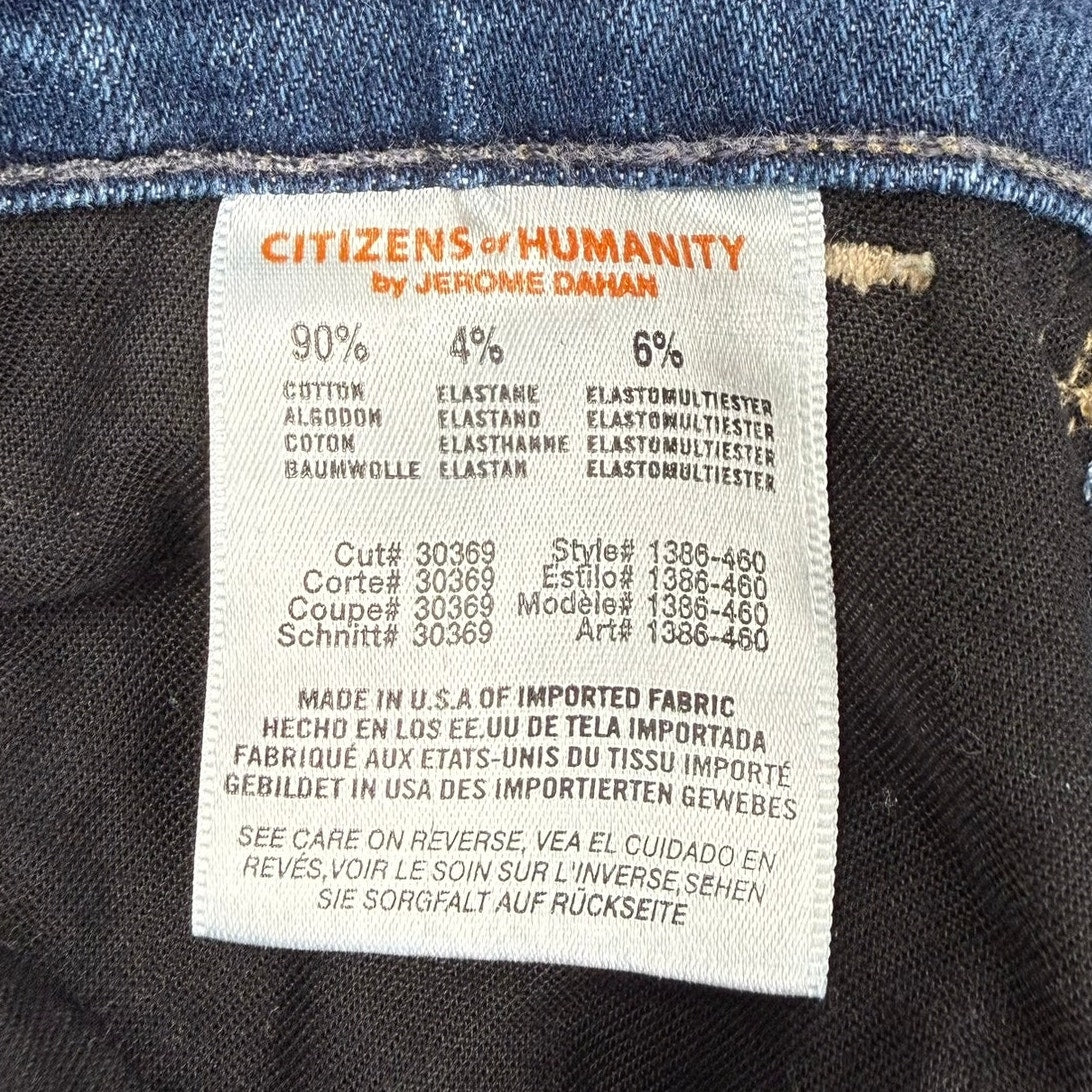 Citizens of Humanity Dani Cropped Straight Leg Jeans Cuffed Blue Denim Womens 29