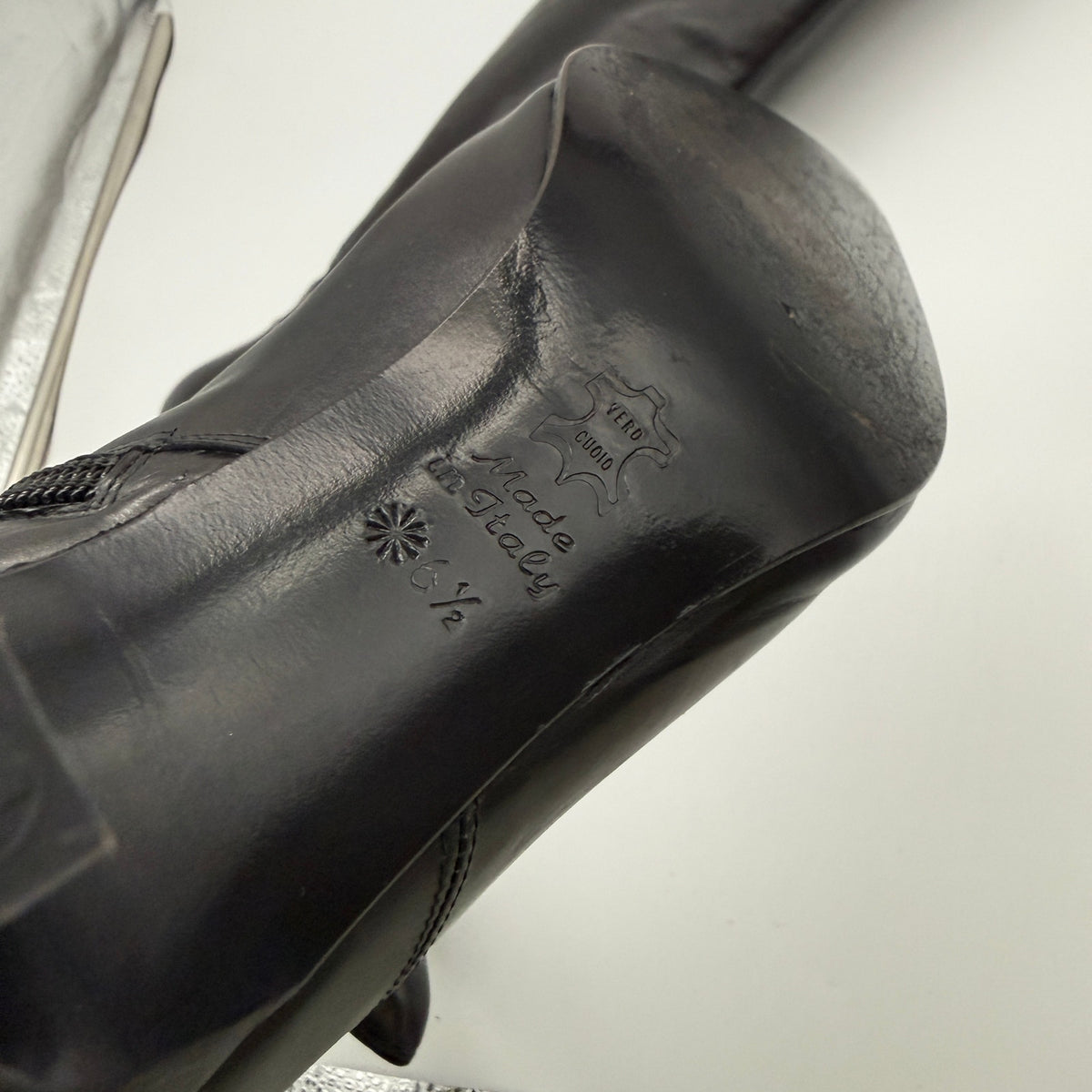 Rena Lange Knee High Boots Leather Pointed Toe Size 6.5 Black Made in Italy