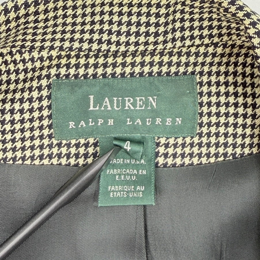 Vintage Lauren Ralph Lauren Houndstooth Tailored Blazer USA Women's 4 Equestrian