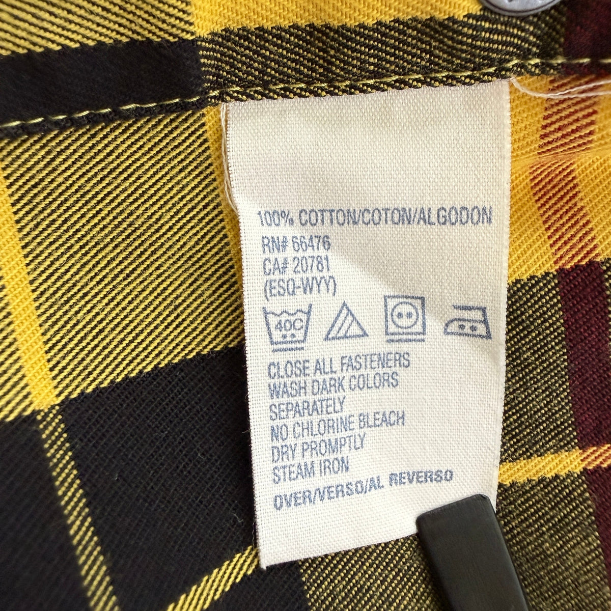 Tommy Hilfiger Jeans Yellow Black Plaid Cotton Shirt Utility Y2K Streetwear Vtg