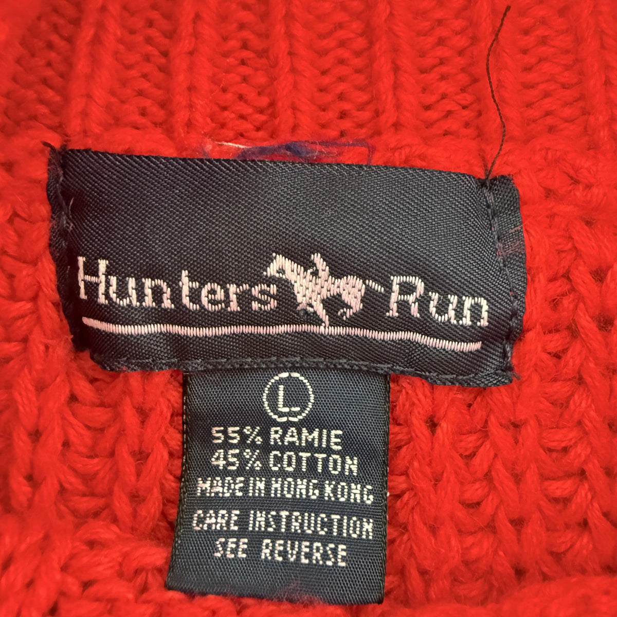 Vintage Hunters Run Turtleneck Sweater Ramie Cotton Fisherman Cable Knit Red L