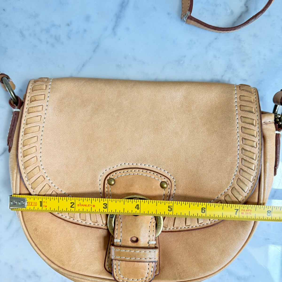 Coach Shoulder Bag Leather Saddle Tan Buckle Western Boho Crossbody