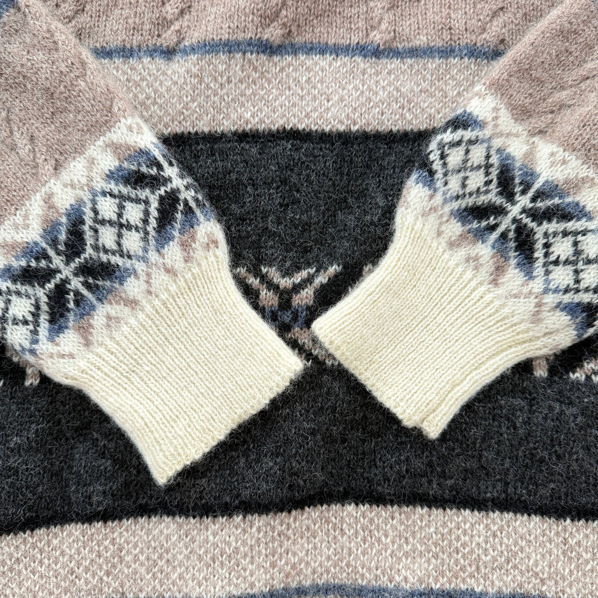 Tesco Items Fair Isle Sweater 100% Wool Nordic Winter Pullover Size S Men's