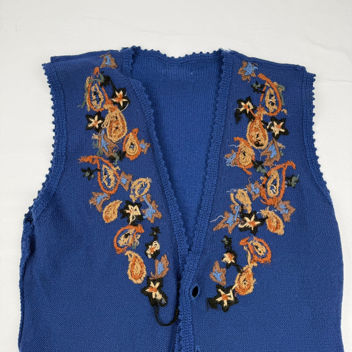 Koret Wool Blend Embroidered Sweater Vest Paisley Western Boho Cowgirl Large