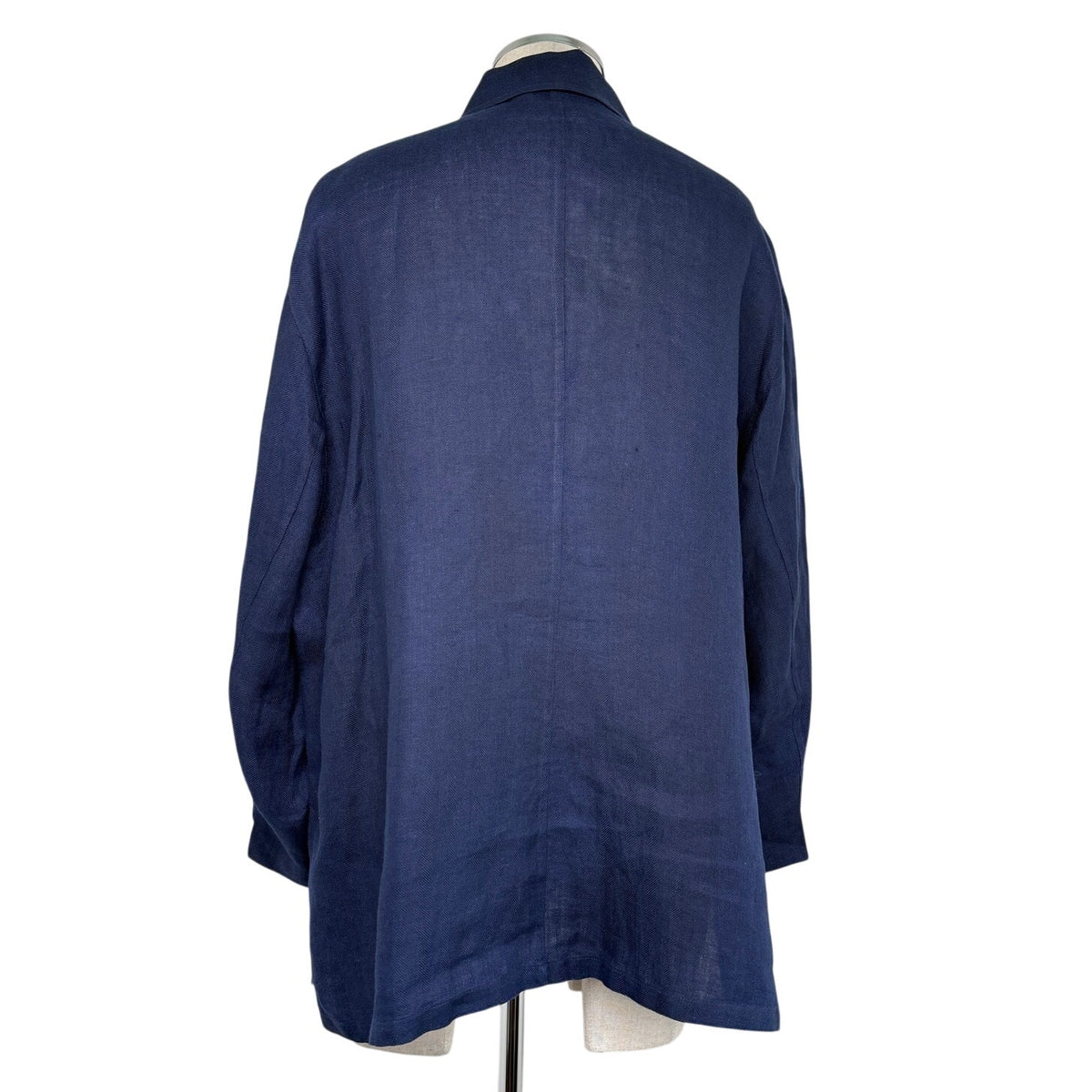 Lauren Ralph Lauren Linen Button Front Shirt Navy Blue Coastal Preppy Summer