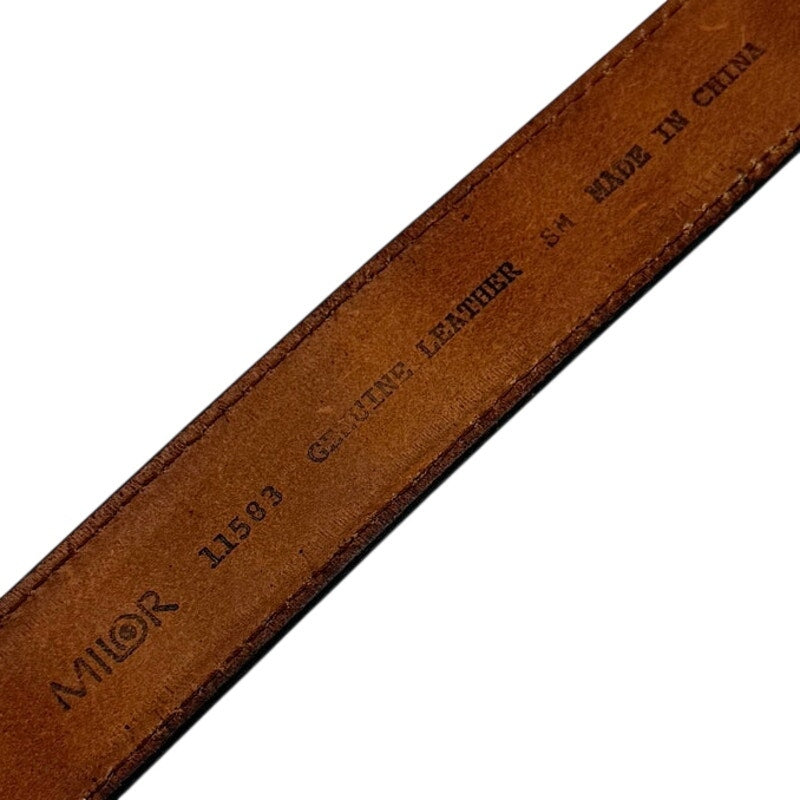 Milor Tooled Leather Belt Brown Size S Western Silver Hardware