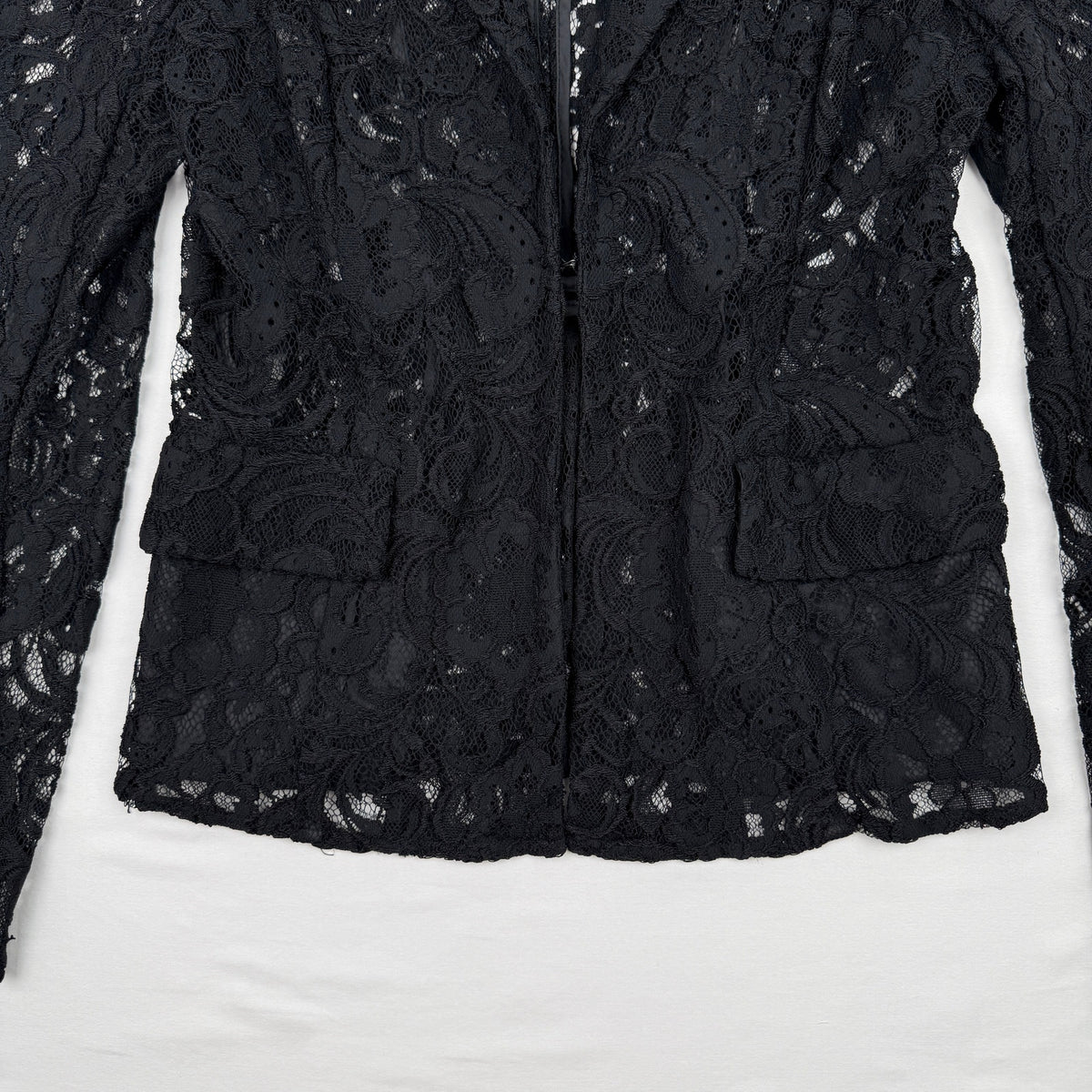 Giancarlo Ferrari Lace Blazer Sheer Jacket Size 10 Black Vintage 90s Romantic