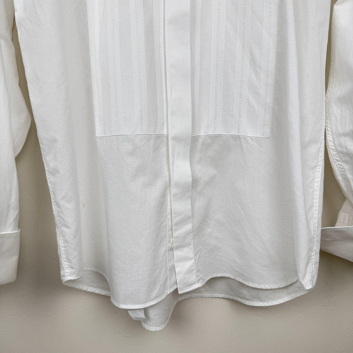 Canali Tuxedo Shirt White Pleated Bib French Cuff 15/38 Made in Italy