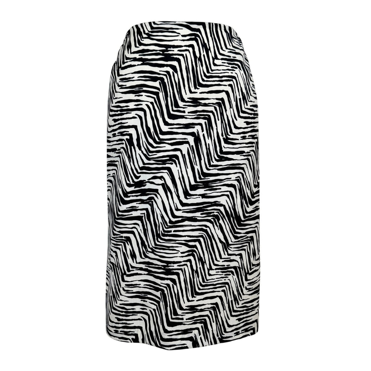 Anne Klein II Wool Blend Zebra Print Pencil Skirt Black White Sz 12 Vintage 90s