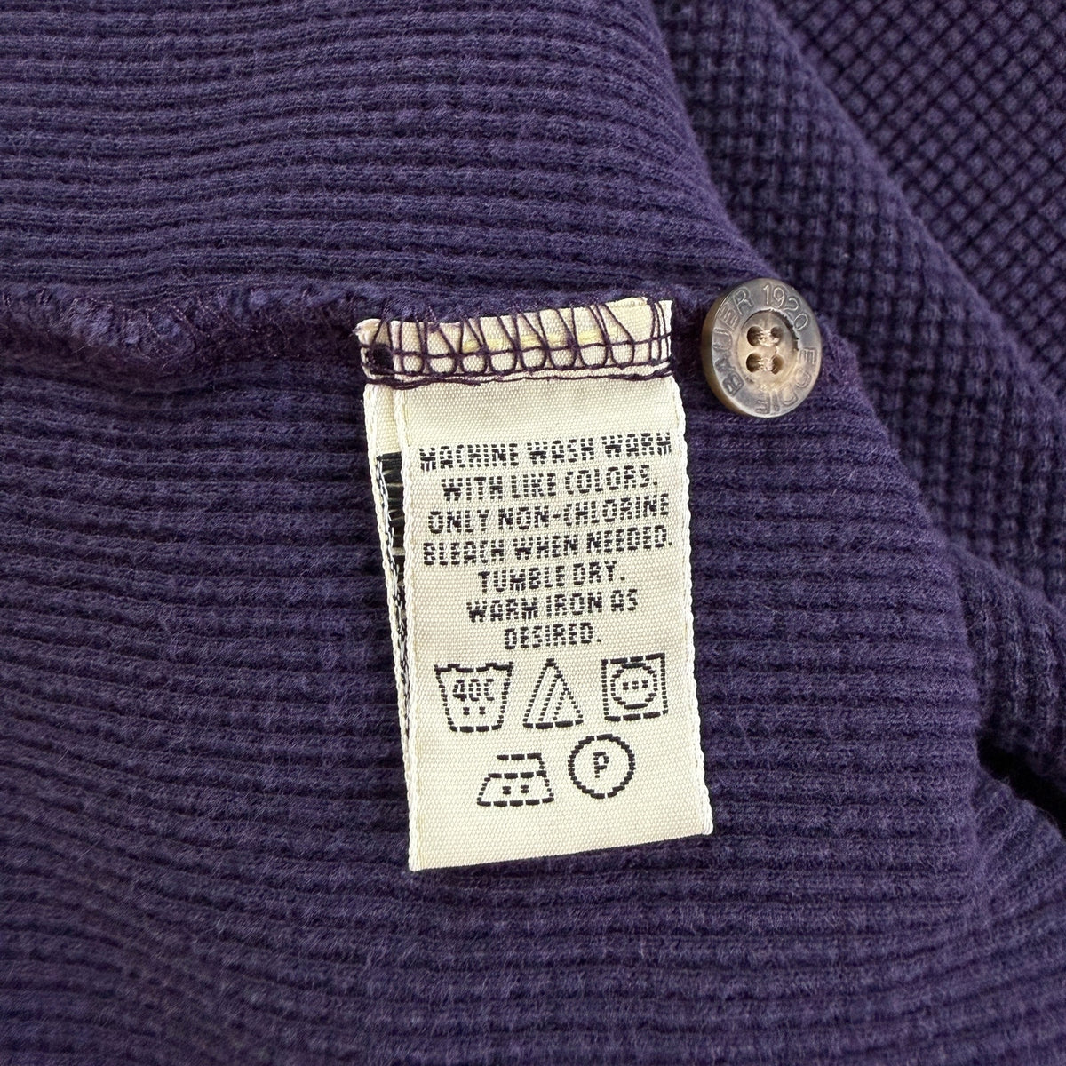 Eddie Bauer Henley Thermal Shirt 100% Cotton Purple M Tall Vintage 90s USA Made