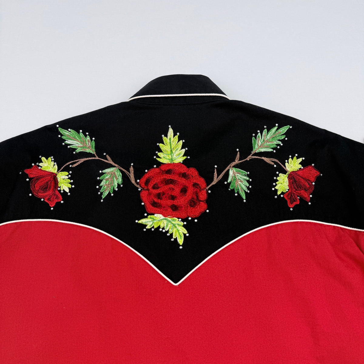 Rockmount Ranch Wear Nashville Rose Western Shirt Embroidered Red Black Size L